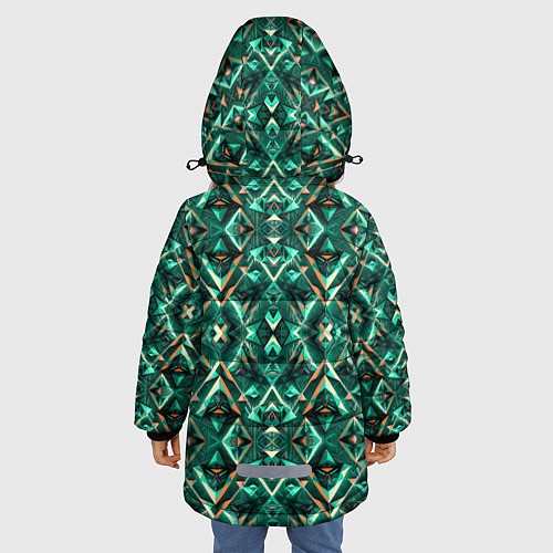 Зимняя куртка для девочки Изумрудный калейдоскоп / 3D-Черный – фото 4