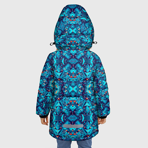 Зимняя куртка для девочки Синий калейдоскоп / 3D-Черный – фото 4
