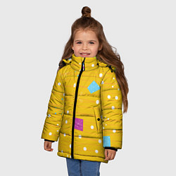 Куртка зимняя для девочки Yellow abstraction, цвет: 3D-черный — фото 2
