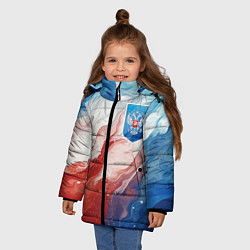 Куртка зимняя для девочки Герб РФ, цвет: 3D-черный — фото 2