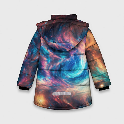 Зимняя куртка для девочки Космические узоры необычные / 3D-Светло-серый – фото 2