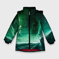 Куртка зимняя для девочки Космическая буря, цвет: 3D-красный