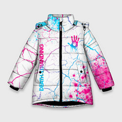 Куртка зимняя для девочки Death Stranding neon gradient style: надпись, симв, цвет: 3D-черный