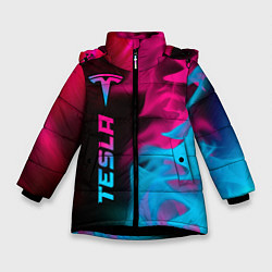 Куртка зимняя для девочки Tesla - neon gradient: по-вертикали, цвет: 3D-черный