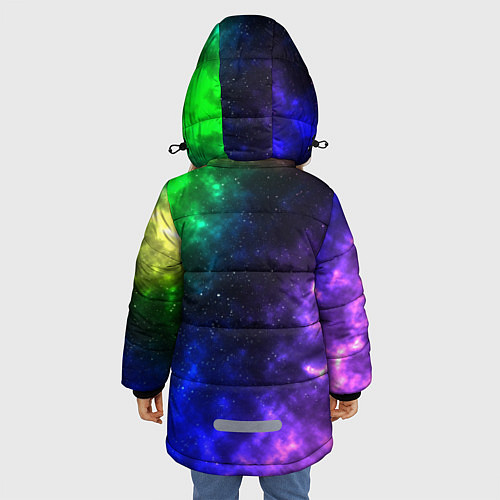 Зимняя куртка для девочки Космос мультицвет / 3D-Черный – фото 4