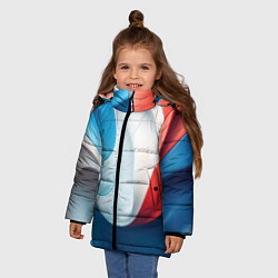 Куртка зимняя для девочки Объемная белая синяя красная текстура, цвет: 3D-красный — фото 2
