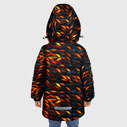 Зимняя куртка для девочки Black orange texture / 3D-Черный – фото 4