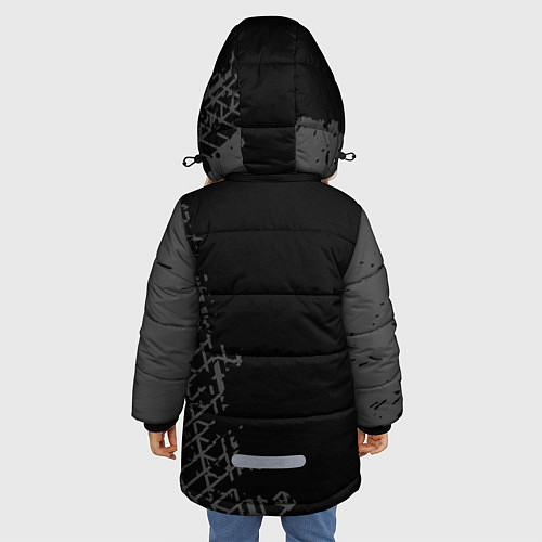 Зимняя куртка для девочки Honda speed на темном фоне со следами шин: по-верт / 3D-Черный – фото 4