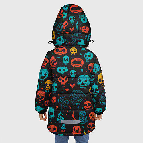 Зимняя куртка для девочки Skull party / 3D-Красный – фото 4