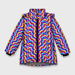 Зимняя куртка для девочки Красочный фон с ползучими змеями