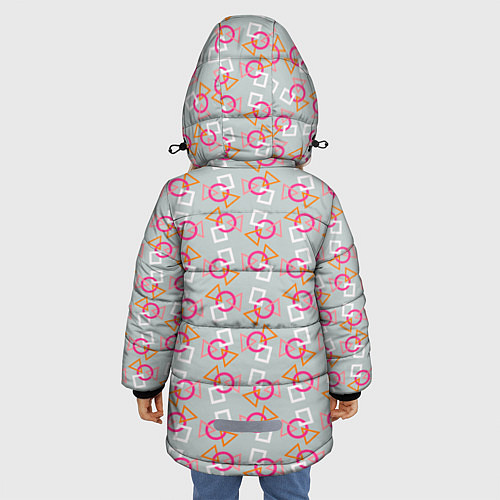 Зимняя куртка для девочки Яркая геометрия / 3D-Светло-серый – фото 4