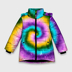 Куртка зимняя для девочки Тай дай стиль, цвет: 3D-черный