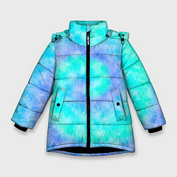 Куртка зимняя для девочки Тай дай морская волна, цвет: 3D-черный