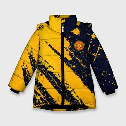 Куртка зимняя для девочки Manchester United FC ФК Манчестер Юнайтед, цвет: 3D-черный