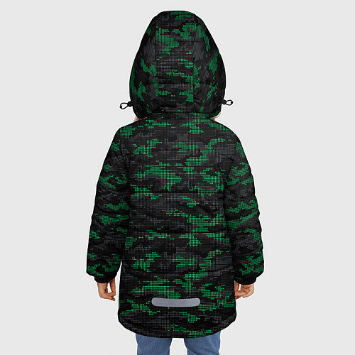 Зимняя куртка для девочки Точечный камуфляжный узор Spot camouflage pattern / 3D-Черный – фото 4