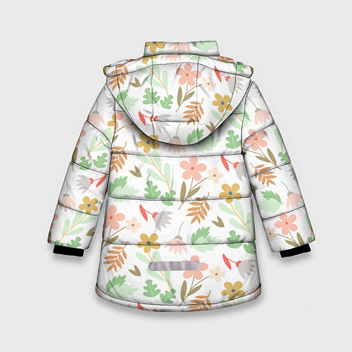 Зимняя куртка для девочки Листики цветочки / 3D-Светло-серый – фото 2