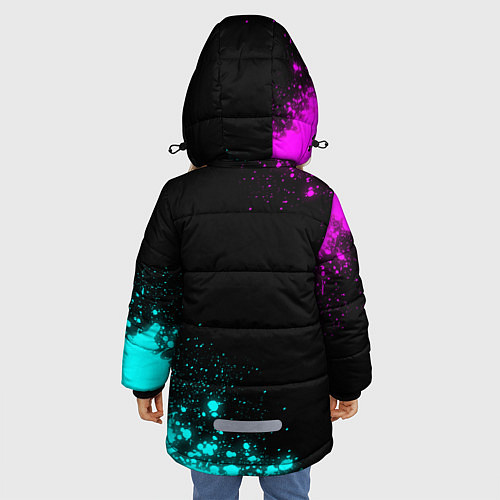 Зимняя куртка для девочки Надежда и неоновый герб России: надпись, символ / 3D-Черный – фото 4