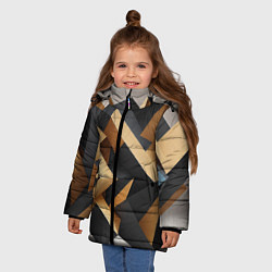 Куртка зимняя для девочки Абстрактный куб, цвет: 3D-светло-серый — фото 2
