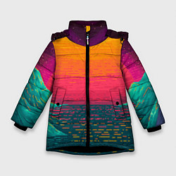 Куртка зимняя для девочки Синтовый закат, цвет: 3D-черный