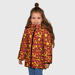 Куртка зимняя для девочки СССР Серп и Молот, цвет: 3D-красный — фото 2