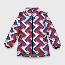 Куртка зимняя для девочки Россия - плетёнка, цвет: 3D-светло-серый
