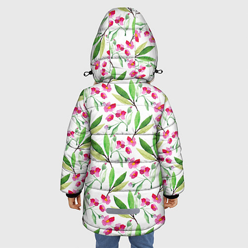 Зимняя куртка для девочки Tender flowers / 3D-Черный – фото 4