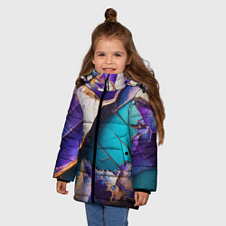 Куртка зимняя для девочки Красочная ломанная текстура от нейросети, цвет: 3D-черный — фото 2