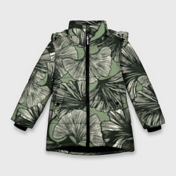 Куртка зимняя для девочки Big leaves, цвет: 3D-черный