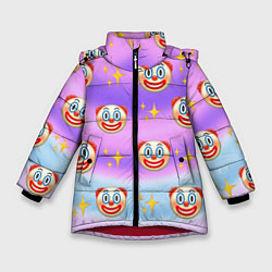 Куртка зимняя для девочки Узор с Клоунами, цвет: 3D-красный
