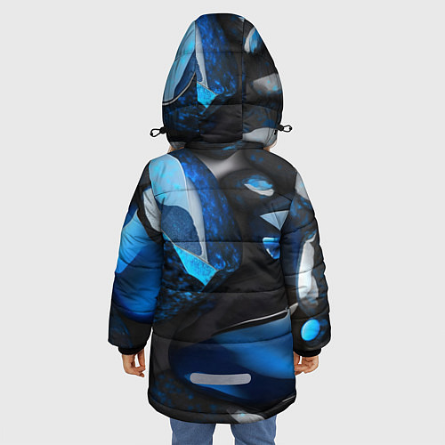 Зимняя куртка для девочки Красивые камни текстура - нейросеть / 3D-Черный – фото 4