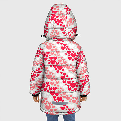 Зимняя куртка для девочки Волны Любви - сердечки / 3D-Черный – фото 4