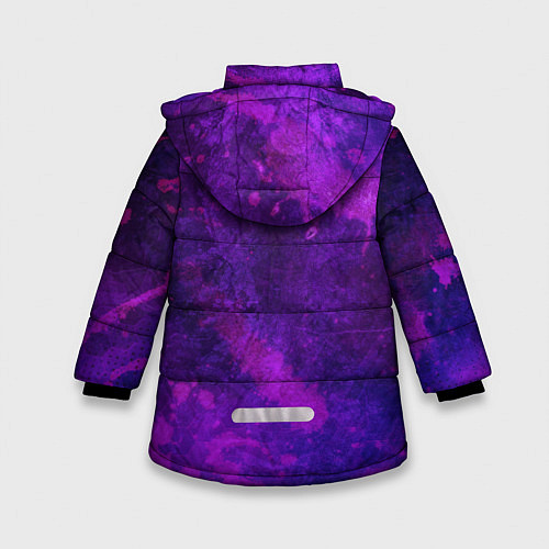 Зимняя куртка для девочки Текстура - Purple explosion / 3D-Светло-серый – фото 2