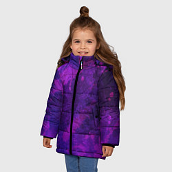 Куртка зимняя для девочки Текстура - Purple explosion, цвет: 3D-светло-серый — фото 2