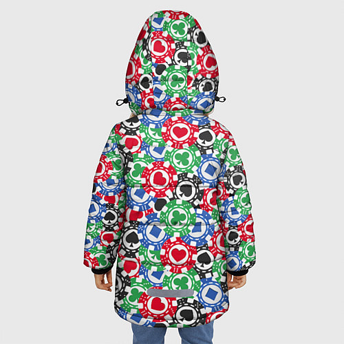 Зимняя куртка для девочки Фишки, Ставки, Покер / 3D-Красный – фото 4