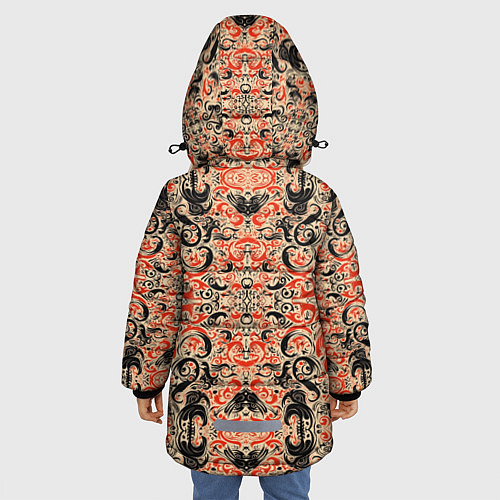Зимняя куртка для девочки Японский ковер / 3D-Черный – фото 4