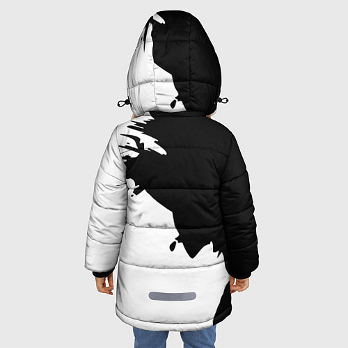 Зимняя куртка для девочки Волчий вой в горах / 3D-Черный – фото 4