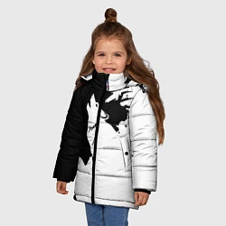 Куртка зимняя для девочки Волчий вой в горах, цвет: 3D-светло-серый — фото 2