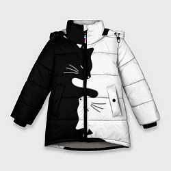 Куртка зимняя для девочки Котики Инь-Янь, цвет: 3D-светло-серый