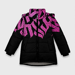 Куртка зимняя для девочки Граффити буквы, цвет: 3D-светло-серый