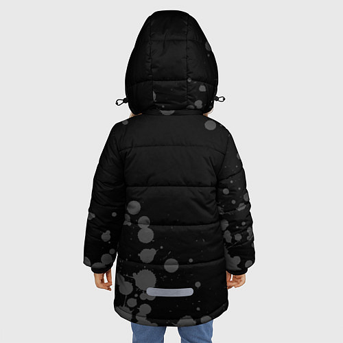 Зимняя куртка для девочки FNAF glitch на темном фоне: надпись, символ / 3D-Черный – фото 4