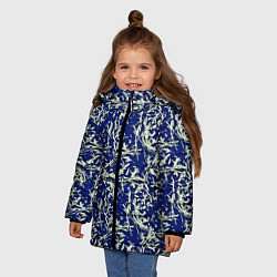 Куртка зимняя для девочки Абстракция темно-синий, цвет: 3D-светло-серый — фото 2