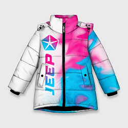 Куртка зимняя для девочки Jeep neon gradient style: по-вертикали, цвет: 3D-черный