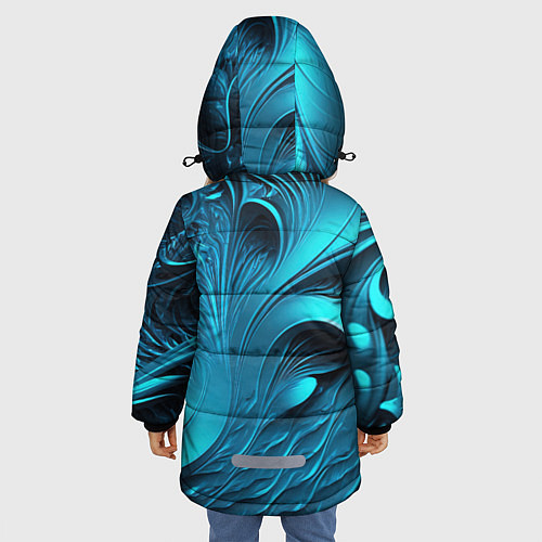Зимняя куртка для девочки Неоновые объемные узоры / 3D-Светло-серый – фото 4