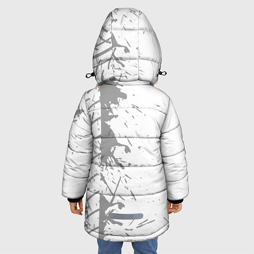 Зимняя куртка для девочки Mazda speed на светлом фоне со следами шин: по-вер / 3D-Черный – фото 4
