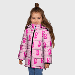Куртка зимняя для девочки Барби паттерн буква B, цвет: 3D-черный — фото 2