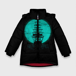 Куртка зимняя для девочки Мрачный корабль, цвет: 3D-красный