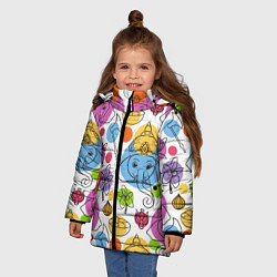 Куртка зимняя для девочки Индийские слоники, цвет: 3D-светло-серый — фото 2