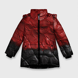 Куртка зимняя для девочки Черная красная текстура, цвет: 3D-черный