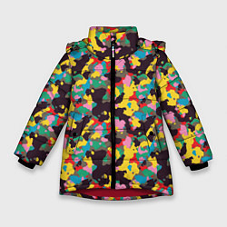 Зимняя куртка для девочки Модный красочный камуфляж