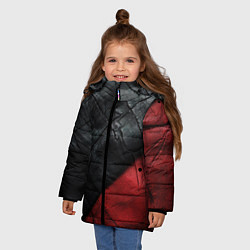 Куртка зимняя для девочки Черно - красная кожа, цвет: 3D-светло-серый — фото 2
